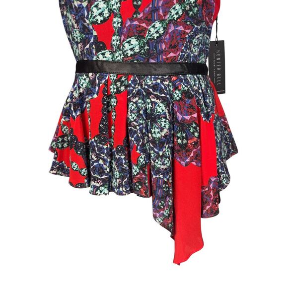 NWT Hunter Bell New York Peplum Silk Leather‎ Blouse Size 6 - Picture 5 of 7